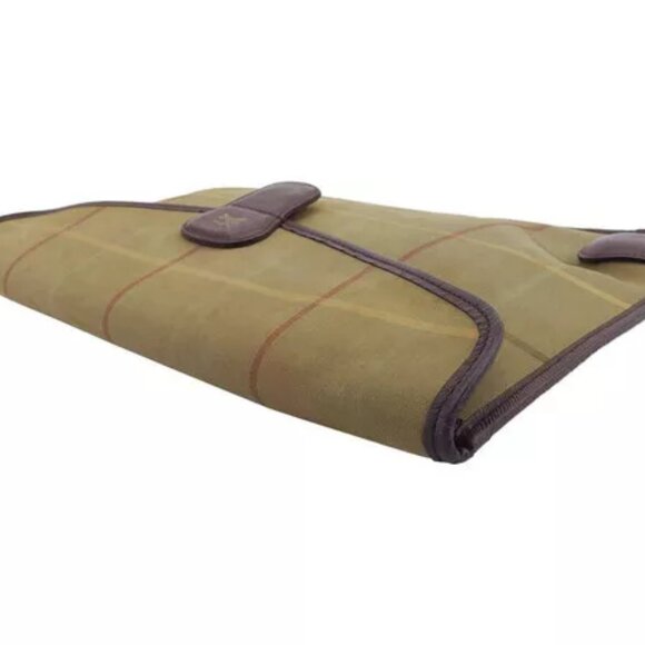 BURBERRY Clutch Bag Check Khaki Canvas x Leather Authentic Used - Picture 4 of 8